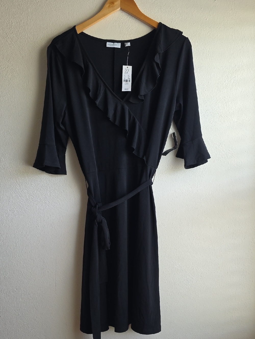 New-Black Ruffle Wrap Dress - Classic Women's Dress